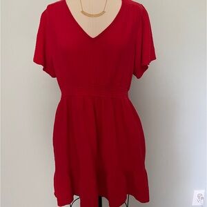 Red Knox Rose Cotten Dress with pockets